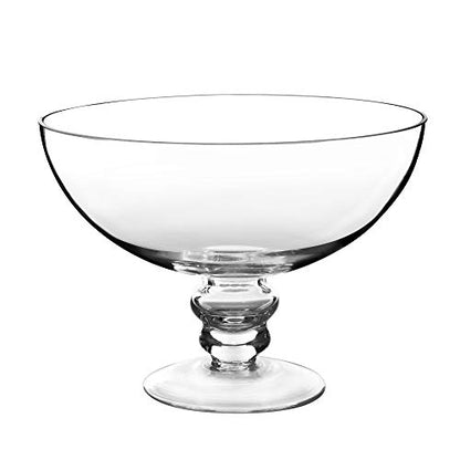 CYS EXCEL Glass Decorative Footed Bowl (H:6" D:8") | Fruit Display Terrarium Compote Vase Kitchen Table Centerpiece - style: Modern