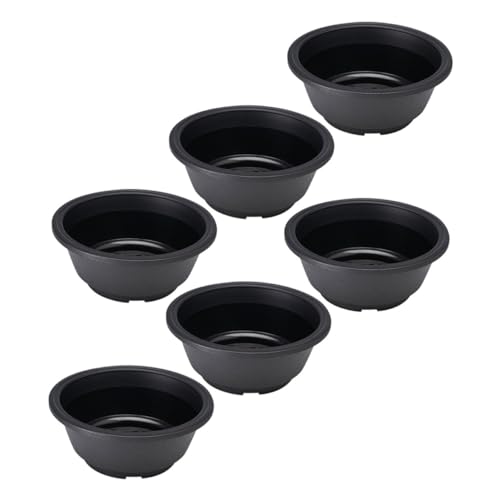 6.10 Inch Shallow Plastic Succulent Planter Set of 6 Hollow Bottom Lightweight Pots for Indoor Outdoor Gardening and Plant Containers