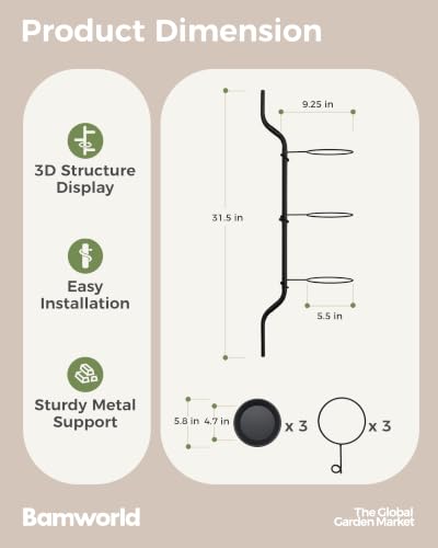 Bamworld Rotating Window Wall Plant Shelves Plant Shelf Indoor Metal Plant Stand Holder 3 Tiered Floating Plant Shelf Hanger Indoor Window Sill Gifts