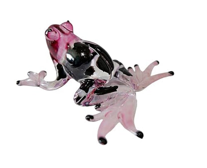 Frog Tiny Miniature Figurines Animals Hand Blown Glass Art, Collectible Gift Decor,(Purple) - color: Purple