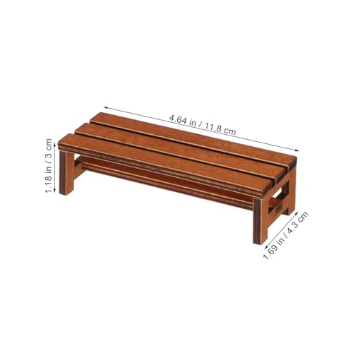ibasenice 2Pcs Miniature Wooden Bench Mini House Decor Dolls House Bench Realistic Chair Model Prop Dollhouse Furniture for Bedroom Living Room Kitchen Display
