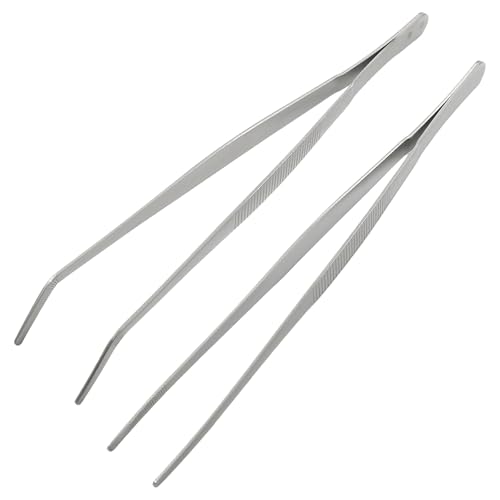 Bonsicoky 2 Pcs Tweezers Nippers, 9.8 Inch Stainless Steel Set - size: 9.8 Inch