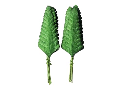 Ploen 25 pcs Green Leaves Ferns Mulberry Paper Leaves with Wire Stems Fern1 Leaf Mulberry Paper Craft Supplies Scrapbooking Embellishments for so Many Card DIY Craft Projects Leaves104
