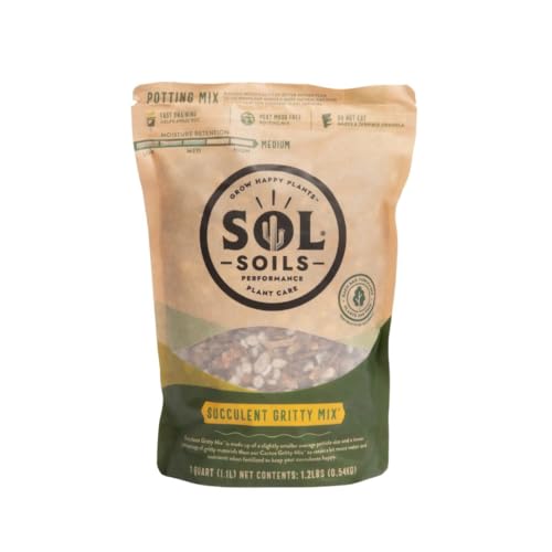 Sol Soils Succulent Gritty Mix - Fast Draining Peat Moss Free Succulent Soil Potting Mix with Coconut Husk Chips, Perlite & Pumice - 1 Quart - style: Succulent Gritty Mix
