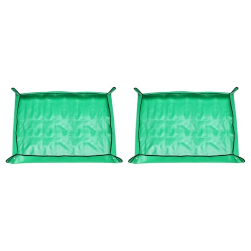 HARFINGTON 2pcs Repotting Mat 39.4" x 59.1" PE Cloth Waterproof Plant Repotting Mat Foldable Portable Gardening Potting Tray with Plastic Buckle for Indoor Plant Change Soil Watering, Green - color: Green, size: 39.4" x 59.1"