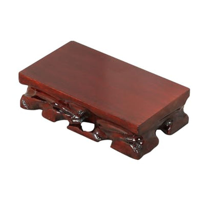 Non-slip Load-bearing Carved Rosewood Base for Buddha Statue Trophy Antique | 1. Pre-reserved grooves for DIY slotting, perfectly fit irregular stones, Buddha statues, vases and bonsai - size: 6.2" L X 3.5" W X 1.7" H
