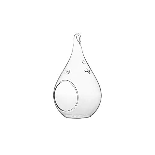 WGVI WGV Glass Hanging Plant Terrarium, Width 3", Height 5.5", Teardrop DIY Air Succulent Planter Clear Tea Light Votive Candle Holder, Wedding Event Office Home Outdoor Decor, 1 Piece