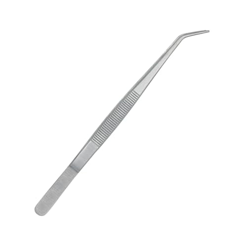 Stainless Steel Tweezers, with Curved Serrated Tip Multipurpose Tweezers Sewing Machine Tweezers Forceps for Craft Repairing (1)