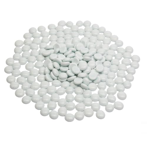 0.5 lb White Glass Beads for Vases, Glass Pebbles, White Flat Glass Marbles for Vase Filler Flower Candle Crafts and Wedding Decoration - color: White, size: 0.5 LB