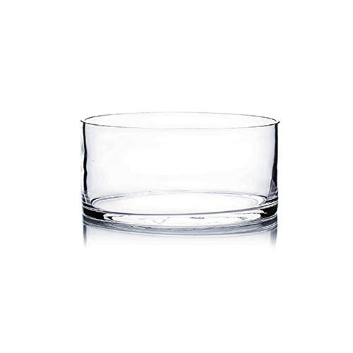 WGV Cylinder Vase, Open Width 8", Height 4", Clear Flat Pan Style Container, Planter Terrarium, Floral Centerpiece for Wedding Party Event, Home Office Decor, 1 Piece - size: 8"x4"H