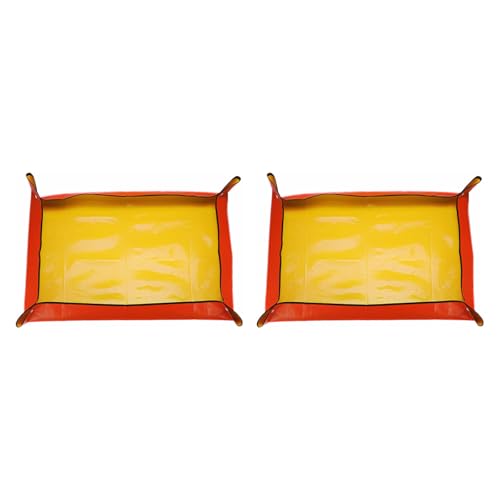 HARFINGTON 2pcs Repotting Mat 39.4" x 59.1" PE Cloth Waterproof Plant Repotting Mat Foldable Portable Gardening Potting Tray with Plastic Buckle for Indoor Plant Change Soil Watering, Yellow - color: Yellow, size: 39.4" x 59.1"