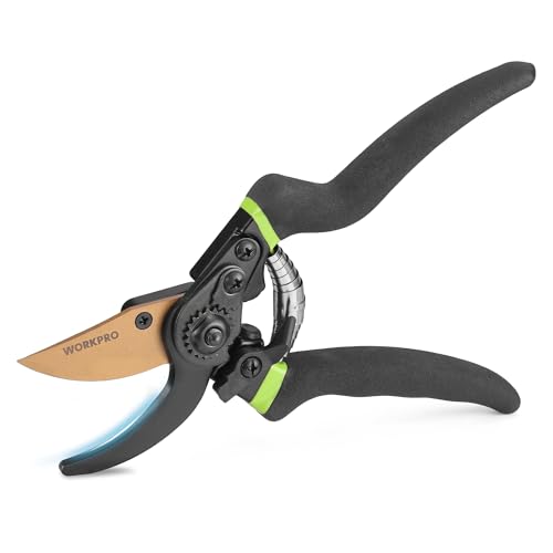 WORKPRO 8.5" Bypass Pruning Shears with Die-cast Aluminum Handle | Garden Shears with Sharp SK5 Blade, Garden Clippers for Branches, Flowers, Fruits, Plants, Effortlessly Prunes 3/4" Branches