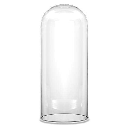 CYS EXCEL Glass Dome Cloche (H:13.75" D:5.75") | Multiple Sizes Decorative Showcase Display for Antique Collectibles | Bell Jar Terrarium & Dessert Cover - size: H-13.75" D-5.75"