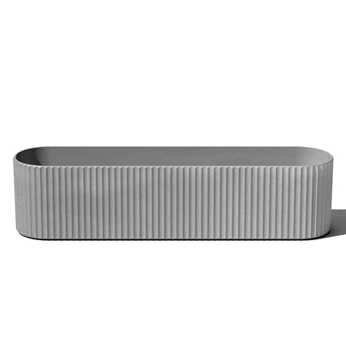 Veradek Demi Series Window Box Planter - Round Outdoor Planter | Made From a Durable Plastic-Stone Composite With Pre-Drilled Drainage Holes. Modern Patio/Tabletop Décor - color: Gray, size: 36 inch