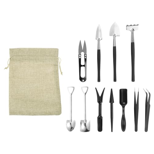 PATIKIL Succulent Tools Set, 12 Pcs Transplanting Tools Set Mini Garden Tools Kit for Succulent Miniature Gardening Plant Care, Black