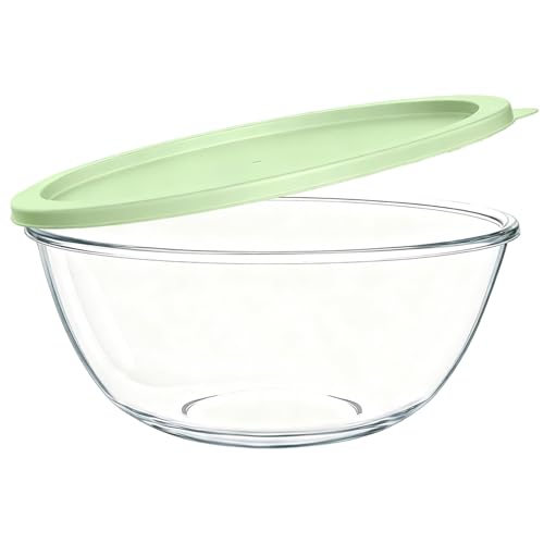 4.7 Qt Extra Large Glass Mixing Bowls, Clear Glass Bowl with Lid, Big Salad Bowl for Salad Fruit Bread Storage (4.7qt) - size: 4.7qt