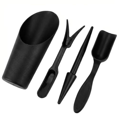Soil Scoop，Garden Shovel Hand Tools Transplanting Potting Bonsai Soil Scoop Plastic Succulent Kits,Mini Garden Plant Care Shovel Soil (Black)