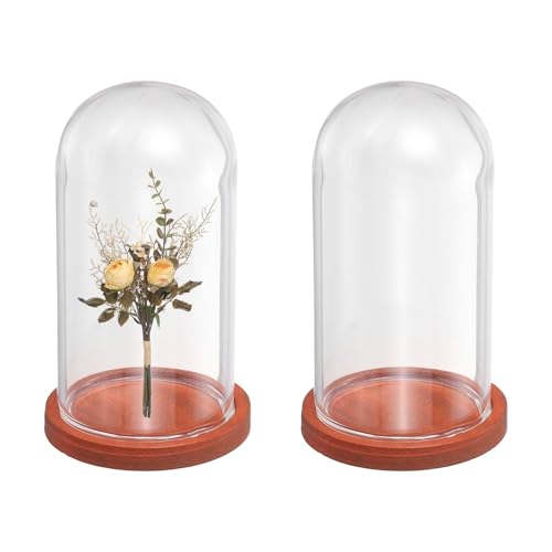 uxcell 2pcs Glass Display Dome 1.4"x2.5" Clear Cloche Glass Dome Bell Red - color: Red, size: 1.4x2.5"