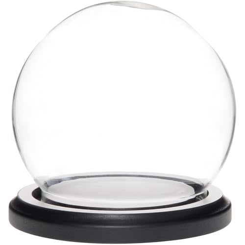 Plymor 3.5" x 4" Glass Display Dome Globe Cloche (Black MDF Wood Base) - color: Black Wood