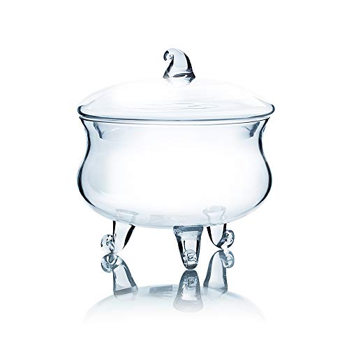 WGV Apothecary Jar, Width 8", Height 8.5", Clear Three Feet Round Glass Storage Container Fruit Food Cake Candy Liquid Jar with Lid for Wedding Party Ceremony Banquet Event Office Home Decor 1 Piece - size: Short Round 8"H with 3 Feet