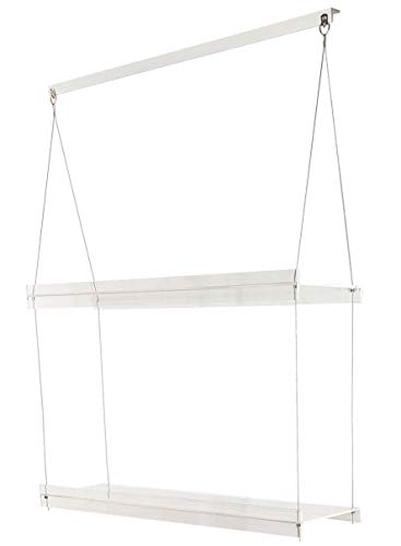 Hanging Acrylic Shelves for Windows (28" Wide, 2 Shelves - 35" Tall) - size: 2 Shelves - 35" Tall, style: 28 Inches Wide