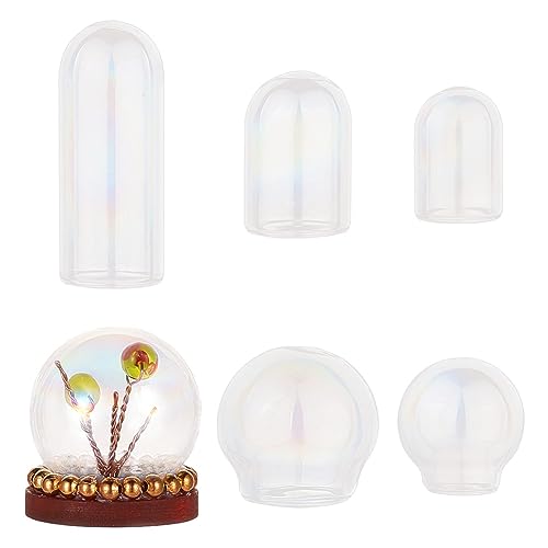 NBEADS 12 Pcs 2 Styles Mini Glass Dome Cloches, Round Cloche Bell Jar Terrarium Column Glass Dome Cover for Centerpieces Plants Rocks Specimens Flower Decorations DIY Crafts - size: 6 sizes(without Base )