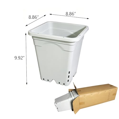 HG9X9SW 9"x9" Square White Pot, 10" Tall Pack of 24 - size: 9"x9"-24PCS