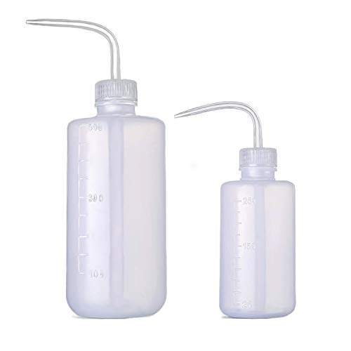 BEADNOVA Squeeze Bottle Plant Watering Can Eye Wash Bottle Squeeze Irrigation Plastic Small Watering Can for Indoor Plants Tattoo (2pcs, 250ml and 500ml)