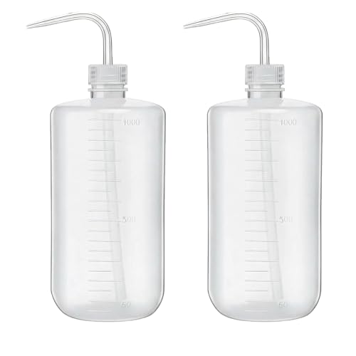 2 PCS Clear Plastic Squeeze Wash Bottles, Lab Wash Squirt Bottles, Leak Proof Plant Watering Bottle with Measurement Scale for Tattoo Lab Us (1000ml (34 oz)) - size: 1000ml (34 oz)