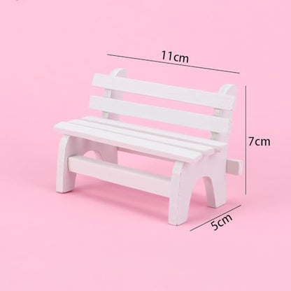 Leadigol 2 PCS Miniature Wooden Bench, Mini Furniture Bench Chair Figurines Miniature Landscape Ornament Art DIY Craft Ornament for Photobooth Props Home Decor