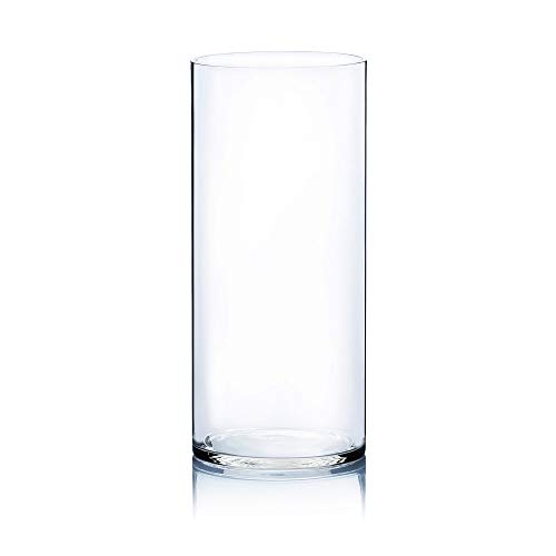 WGV Cylinder Vase, Width 7", Height 16", Clear Wide Large Diameter Flower Glassware, Floral Container, Planter Terrarium for Wedding Party Event, Home Accent Decor, 1 Piece - size: 7"x16"H