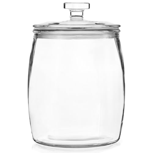 Large Glass Cookie Jar with Airtight Lid - 1 Gallon Storage Container for Candy, Flour, Sugar, Pet Food & Dog Treat Canister - Pack of 1