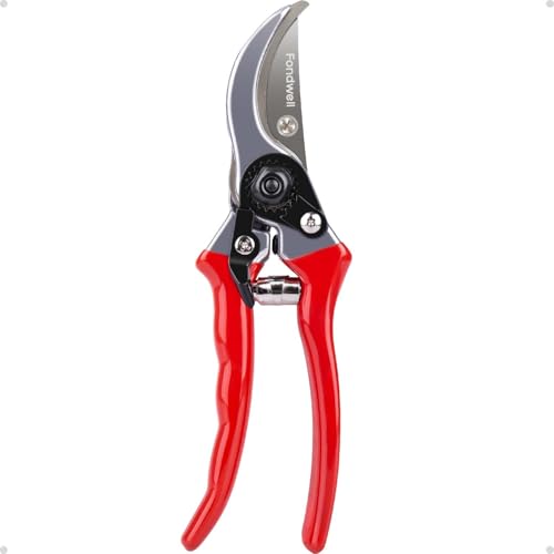 Fondwell 8.5" Professional Hand Pruners Bypass Pruning Shears for Gardening - color: Red (Bypass)