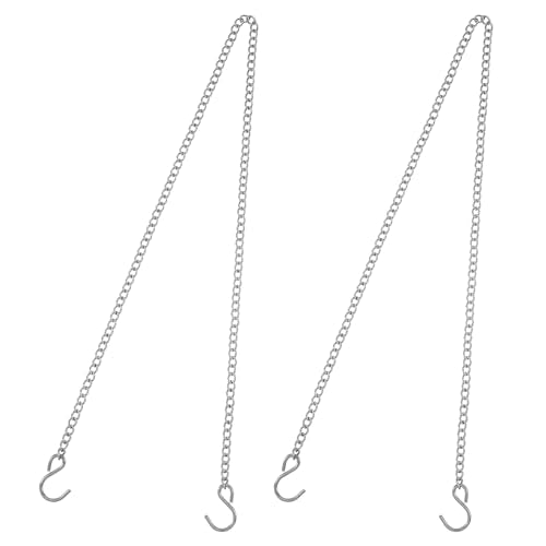 2PCS Hanging Chain with Hooks, 19.7 Inch Stainless Steel Chain Signs Outdoor Heavy Duty Chains for Neon Light Billboards Plant Chalkboards Basket Wind Chimes and Decorative Ornaments - Silver