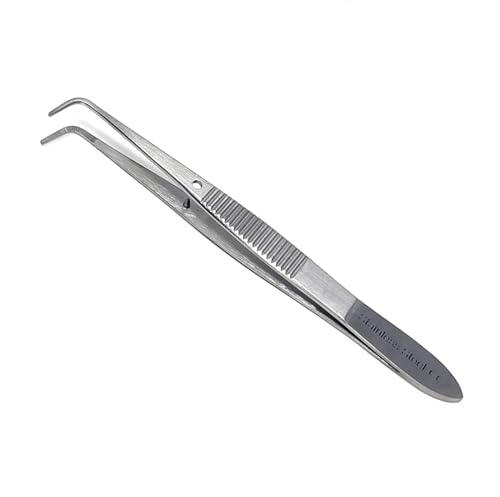 Iris Eye Dressing Forceps 4", Full Curved, Serrated Tips