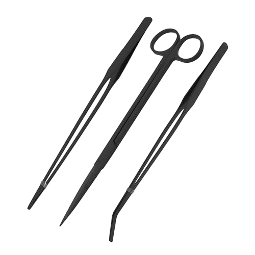 Mandala Crafts Black 10 Inch Aquascaping Tools Kit for Aquarium Terrariums - color: Black 3-in-1 Kit, size: 10 Inches