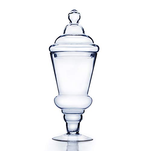 WGV Apothecary Jar, Width 7", Height 16", Clear Taper Down Round Glass Storage Container Fruit Food Cake Candy Liquid Jar with Lid for Wedding Party Ceremony Banquet Event Office Home Decor 1 Piece - size: Tapered 16"H