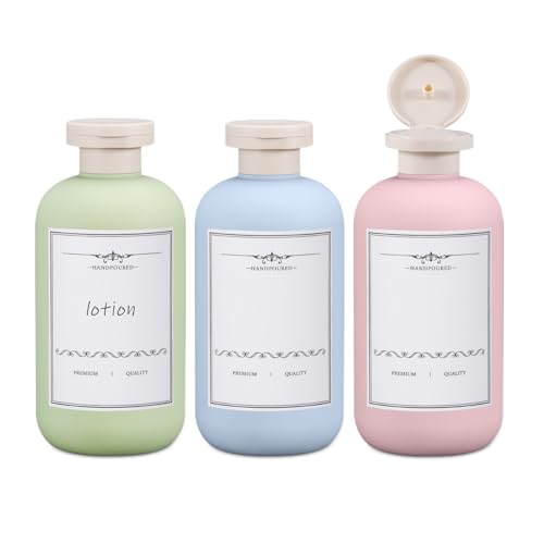 ASEVAT 6.7oz 3Pcs Plastic Refillable Travel Shampoo and Conditioner Bottles Refillable Travel Bottle with Flip Cap Plastic Refillable Shampoo and Conditioner Bottles - color: GreenPinkBlue, size: 6.7oz