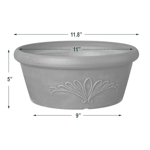 Arcadia Garden Products PSW TA30C Plastic/Stone/Wood Composite Bulb Pan – No Drainage Hole (Drillable), Planter Bowl for Succulents, Bonsai, Fairy Gardens, Herbs, Chocolate, 12"x5" (Pack of 12) - color: Chocolate, size: 12"x5" (Pack of 12)