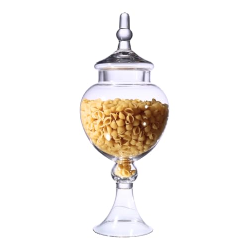 Large Glass Apothecary Jars with Lid, Clear Candy Jar for Candy Buffet, Fancy Decorative Glass Jar for Party, Wedding and Display, Tall Glass Candy Containers (Height: 16.5", Diameter: 6.5") - size: Height: 16.5", Diameter: 6.5", style: Style C
