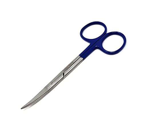 Iris Micro Dissecting Scissors 4.5" Curved Fine Point - Perfect for Doctors, Nurses, EMS, Students, Education & Training and More (Blue Handle) - color: Blue Handle