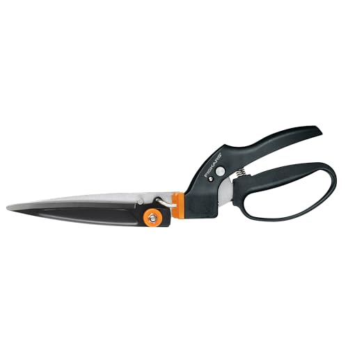 Fiskars Garden Swivel Grass Shears, Rotating Blades for Precise Lawn Edging, Spring-Action Handle, 5", Black/Orange - style: Rotating - Shear Ease
