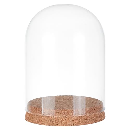 BENECREAT 5.2x3.9inch Glass Display Dome Cloche, Glass Bell Jar with Cork Base for Flower Plants, Specimens, Crafts Decorations - size: 5.2x3.9inch