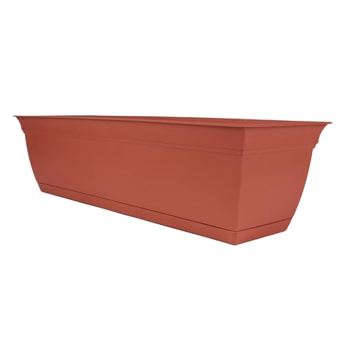 The HC Companies 24" Eclipse Plastic Window Box 7.76"x24"x6.57" in Clay Color - color: Clay, size: 24"