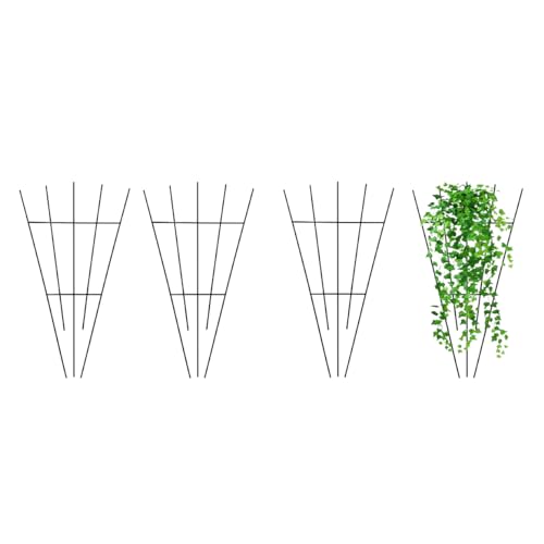 4 Pack 16'' Black Plant Fan Shape Trellis for Potted Climbing Plants Indoor, Outdoor Metal Garden Trellis for Climbing Plants House Plants Flowers Vine Ivy - size: 16'' H-Style