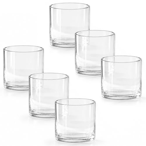 Royal Imports Glass Cylinder Vase 6"x 6" Tall (5.5" Usable Depth) - size: 6" wide x 6" tall - Set of 6