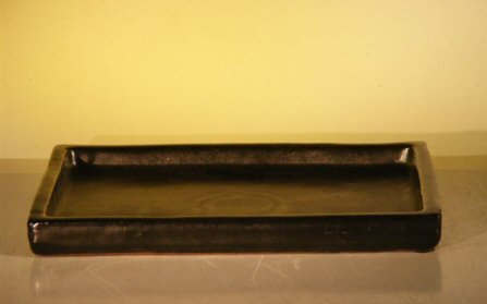 Bonsai Boy Black Ceramic Humidity Drip Bonsai Tray - Rectangle 7 75 x 5 25 x 75 OD 7 5 x 4 5 x 75 ID