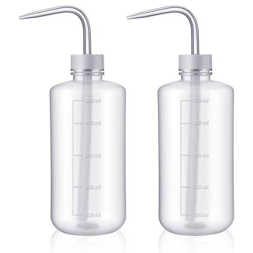 2 Pcs Plastic Safety Squirt Bottle with Narrow Mouth 500ml/17oz Wash Bottles Squeeze Plastic with Scale Labels Squirt Bottle Squeeze Bottles with Nozzle for Plants Flower Succulent Watering