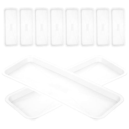 Yardwe 10Pcs Rectangular Plant Tray, Plastic Flower Pot Saucer, Reusable Bonsai Pot Tray, Ideal for Indoor and Outdoor Plants, Prevents Overwatering, Easy to Clean, 15.66 X 5.90 Inch, White - color: White