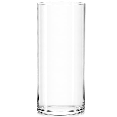 Royal Imports Glass Cylinder Flower Vase 12" Tall, 5" Opening, Clear - size: 5" wide x 12" tall